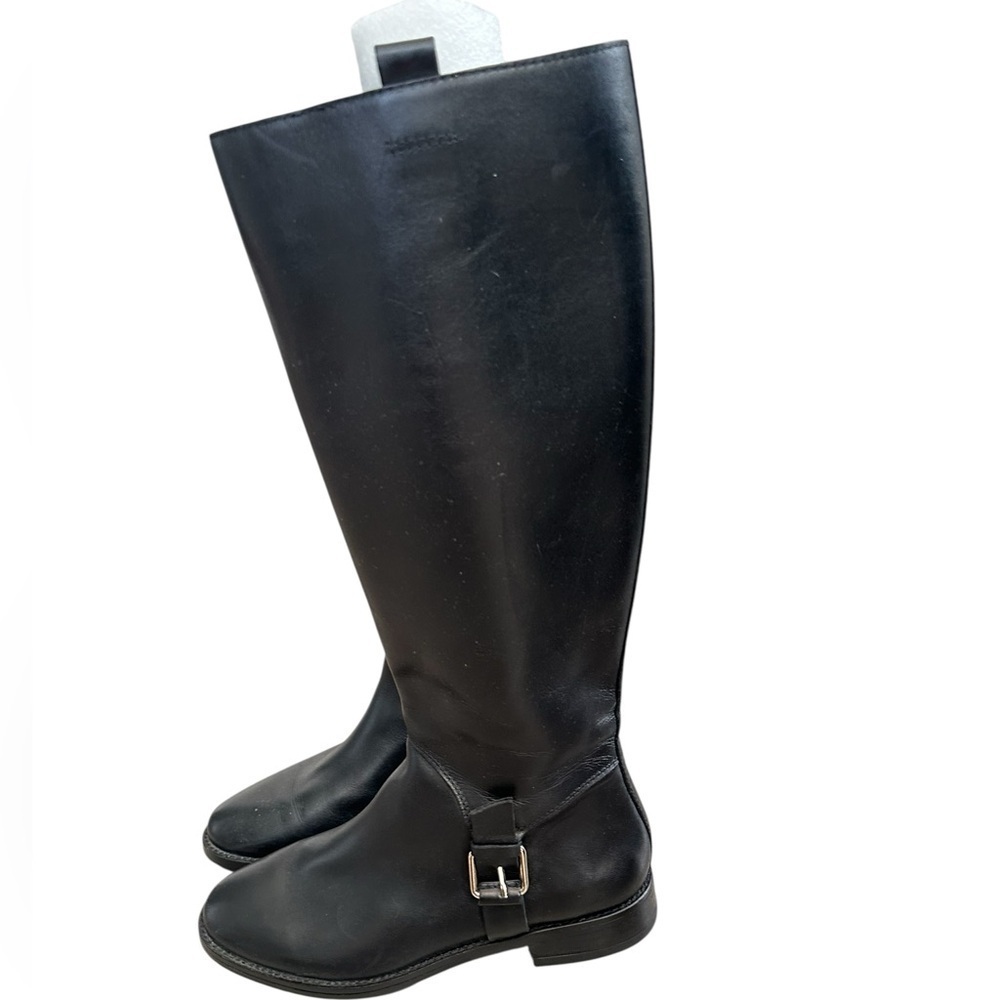 Banana Republic Black Leather Riding Boots Sz 6.5 Equestrian Classic Preppy - Picture 2 of 6
